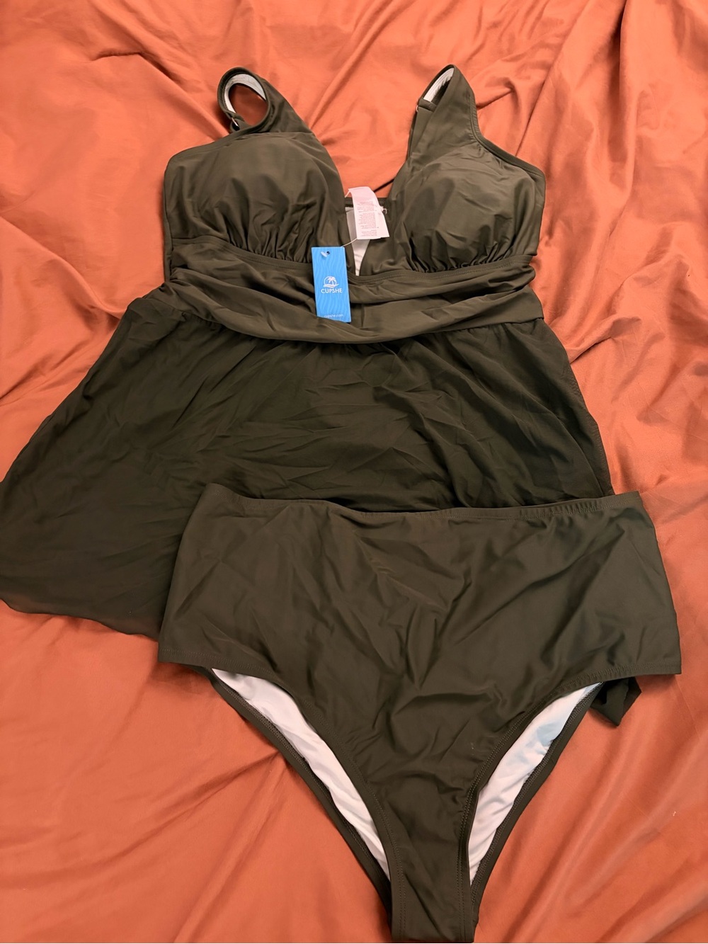 Olive Green Tankini Swim Set